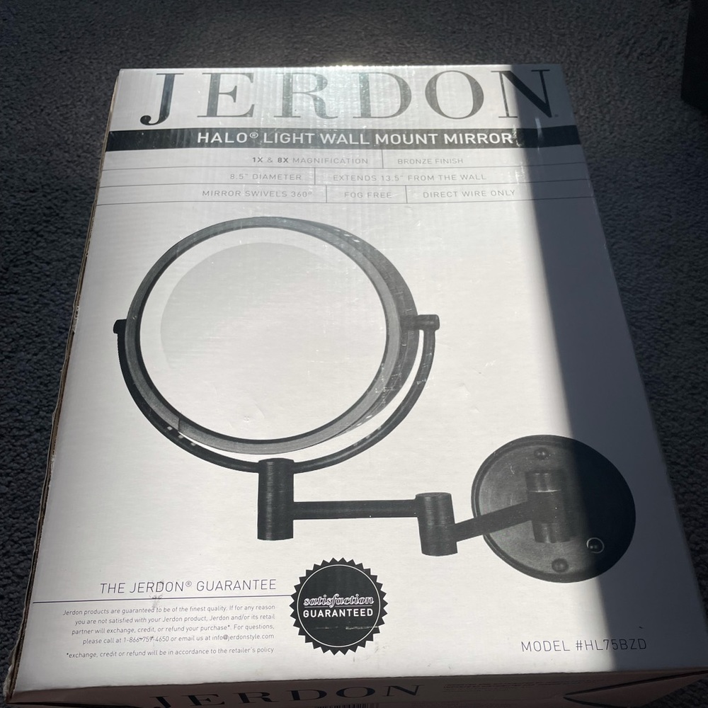 JERDON Halo Light Wall Mount Mirror